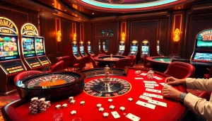 Experience luxury at casino en ligne argent réel with a vibrant online gaming scene featuring roulette, poker, and slot machines.