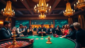 Exciting gameplay at a casino en ligne france légal with vibrant colors and elegant players.